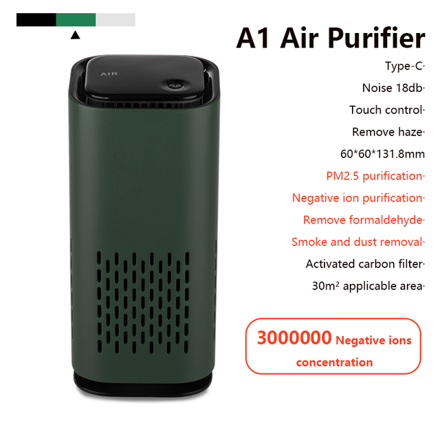 Purifier Air Cleaner for Home HEPA Filters USB cable Low Noise Portable Car home xiomi Air Purifier with Night Light Desktop