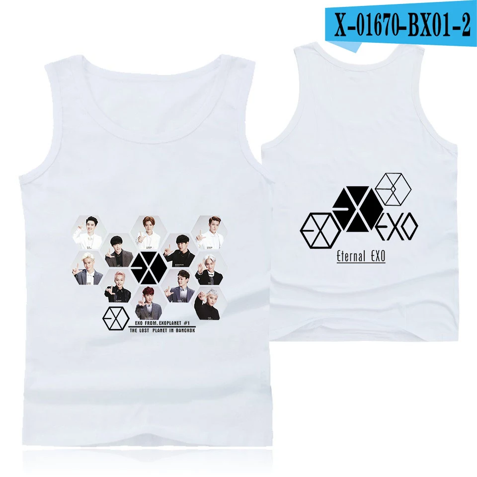 EXO vocal concertprint Модная стильная хипстерская Повседневная Удобная популярная летняя одежда с круглым вырезом без рукавов для мужчин и женщин - Цвет: J
