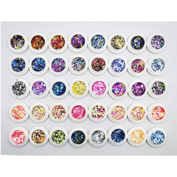 

40 Jars Sequins Nail Art Flake Nail Glitter Paillette Mixed Round Thin Shining 3D Nail Art Stickers Manicure Holo 3D Decals