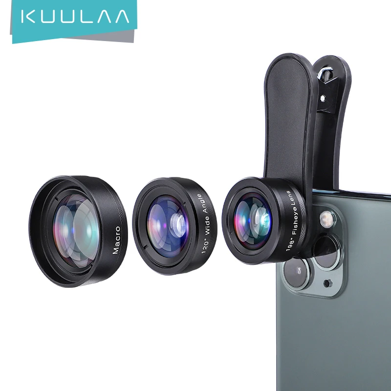 Камера для мобильного телефона KUULAA 4K HD комплект объективов 3 в 1 широкоугольный