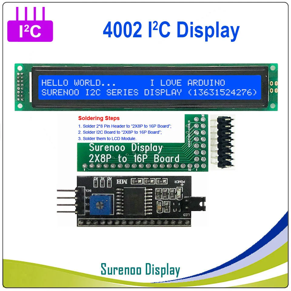 B Spare Parts Серийный IIC/igc/TWI 4002 402 40*2 символ ЖК-модуль дисплей желтый зеленый синий с подсветкой для Arduino - Цвет: B Spare Parts
