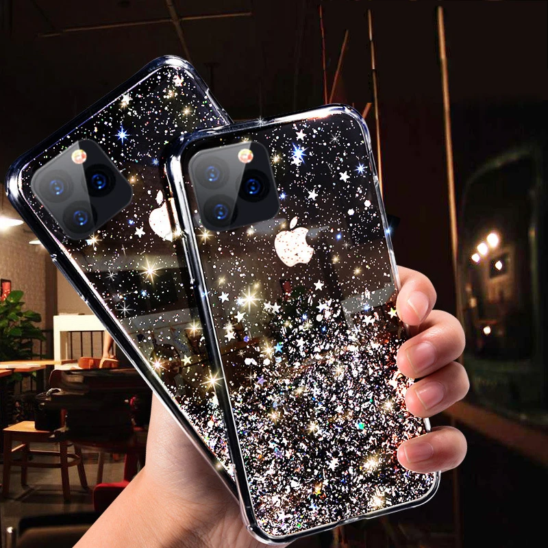 

Luxury Bling Glitter Phone Case For iPhone 11 Pro X XR XS Max Soft Silicone Cover For iPhone 7 8 6 6S Plus Transparent Cases
