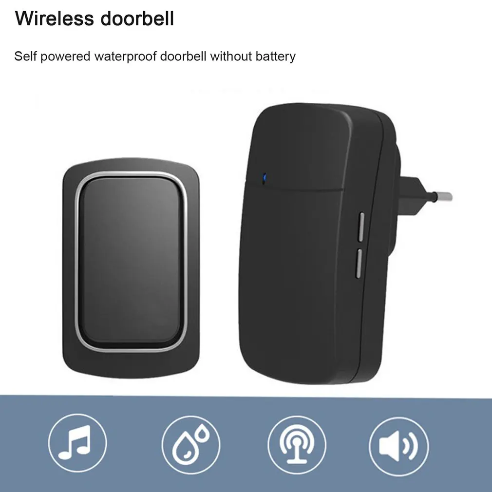 Wireless Doorbell No Battery required Waterproof Self-Powered Door bell Sets Home Outdoor Kinetic Ring Chime Doorbell intercom screen