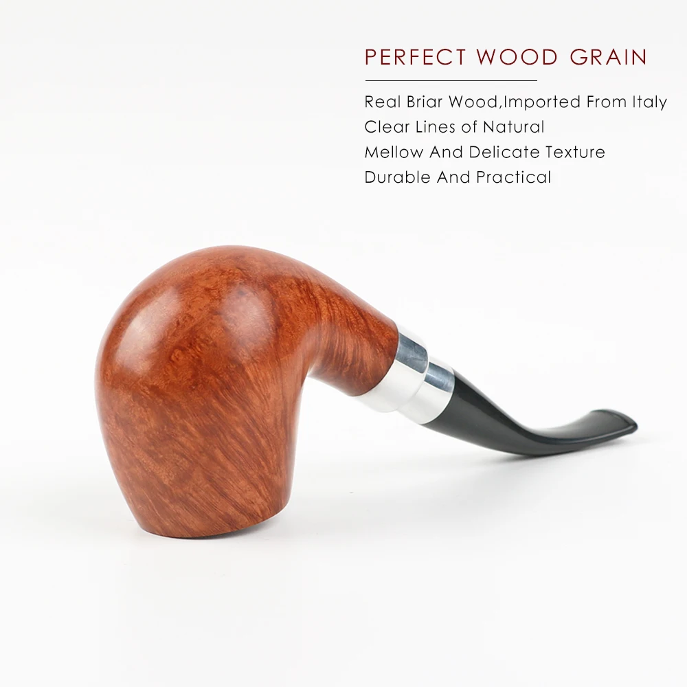 Briarwood 흡연자용 담배 파이프, 더블 실버 링, 대형 사이즈, 9mm 필터에 적합, 무료 흡연 세트