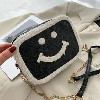 

Fashion Small Bags Ladies Plush Smile Rectangle&Round Mini Chain Shoulder Bag For Women 2020 Crossbody Bags Phone Bag Bolsas
