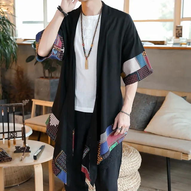 Japanese kimono cardigan men haori yukata male samurai clothing blouse kimono  jacket mens kimono shirt yukata haori AZ2011 - AliExpress