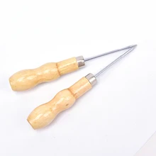 2 pçs lona couro sapatos de costura madeira alça ferramenta awl mão costura atarraxamento leathercraft agulha kit ferramentas artesanato costura suprimentos