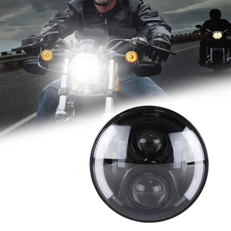 

1Pcs 12V 7 Inch Led Headlights for Honda Motorcycle Headlights Double Curved Round Headlight