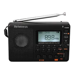 Retekess V-115 радио полно диапазонное радио FM AM Портативный MP3 игрок WMA 87-108 МГц Micro SD/tf-карты до 32 Гб