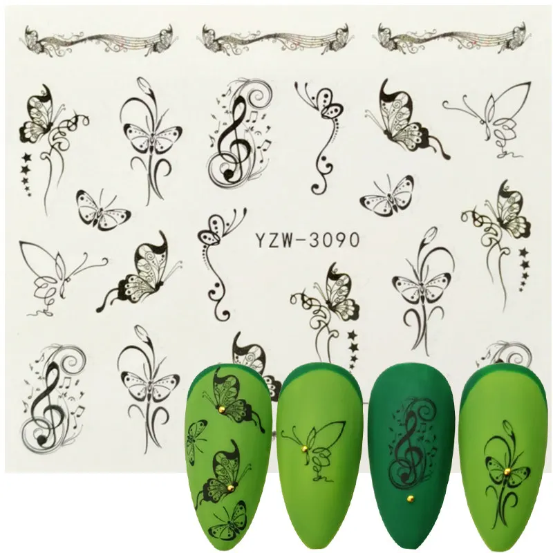 1 Sheet Black Butterfly Water Nail Stickers Hollow Design Art Decal Transfer Slider Decor Manicure Accessories | Красота и здоровье