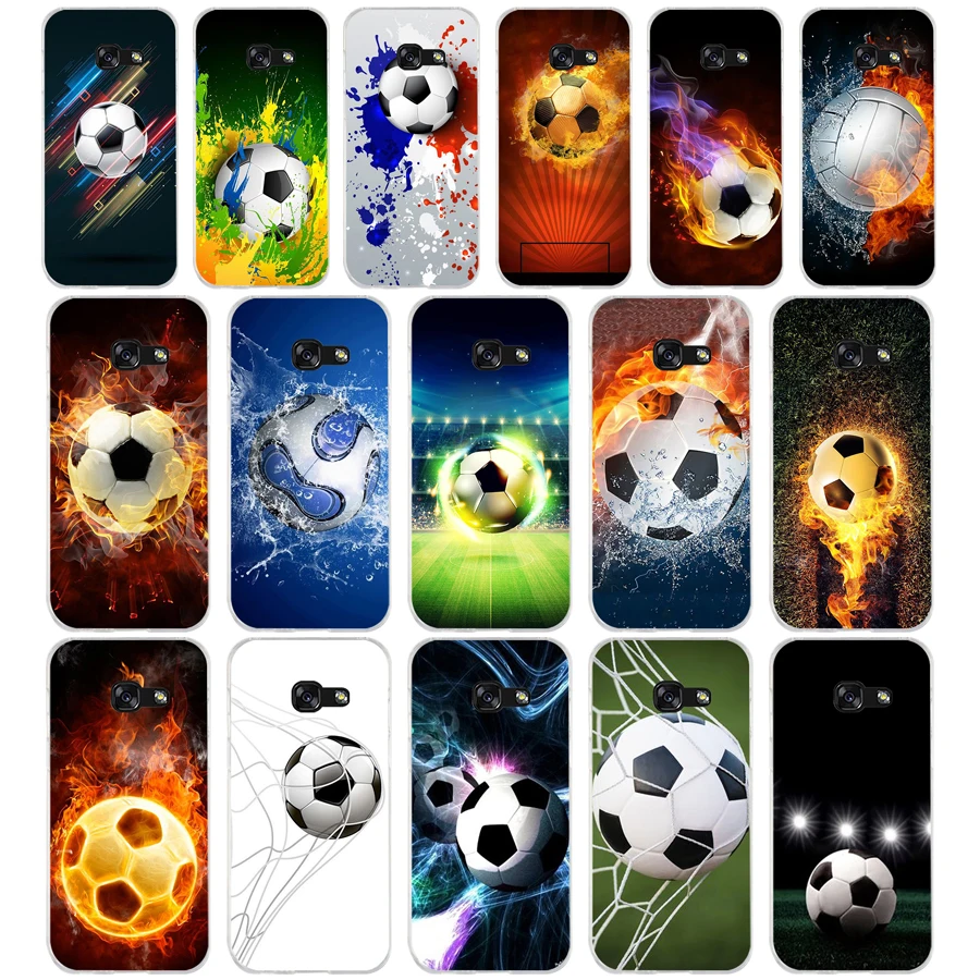 

147 Fire Football Soccer Ball Soft Silicone Tpu Cover phone Case for Samsung a3 2016 a5 a6 plus a7 a8 a9 star lite s 6 7 8 9