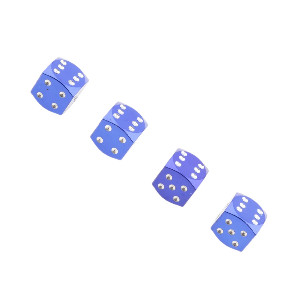 4pcs Dice Motorcycle Car Truck Wheel Stem Air Valve Caps Covers Blue
