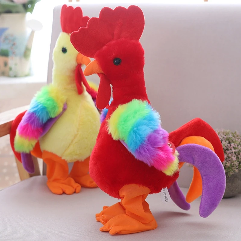 Robot Chicken Pet Toys Electronic Screaming Rooster Electric Funny Dance Sing Soft Plush Toy Music Animal for Kids Gift