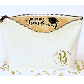 

Graduation Monogram custom brithday christmas gifts personalised bride Canvas makeup bag zipper pouches bridesmaid Cosmetic bags