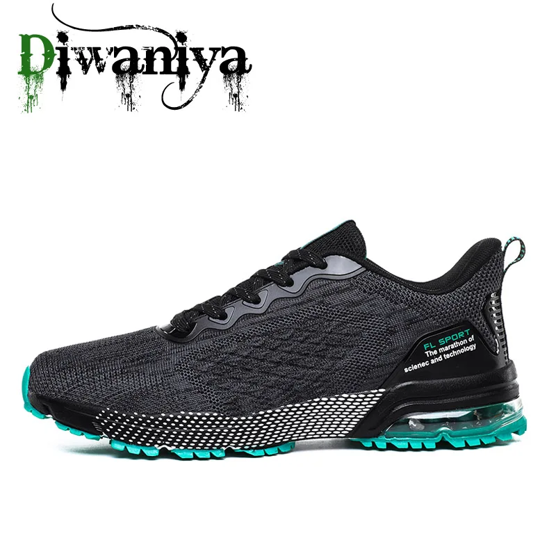 Dark Gray Green Diwaniya, новинка, уличная Мужская обувь для бега, для мужчин, для бега, для прогулок, спортивная обувь, высокое качество, на шнуровке, атлетические дышащие кроссовки - Цвет: Dark Gray Green
