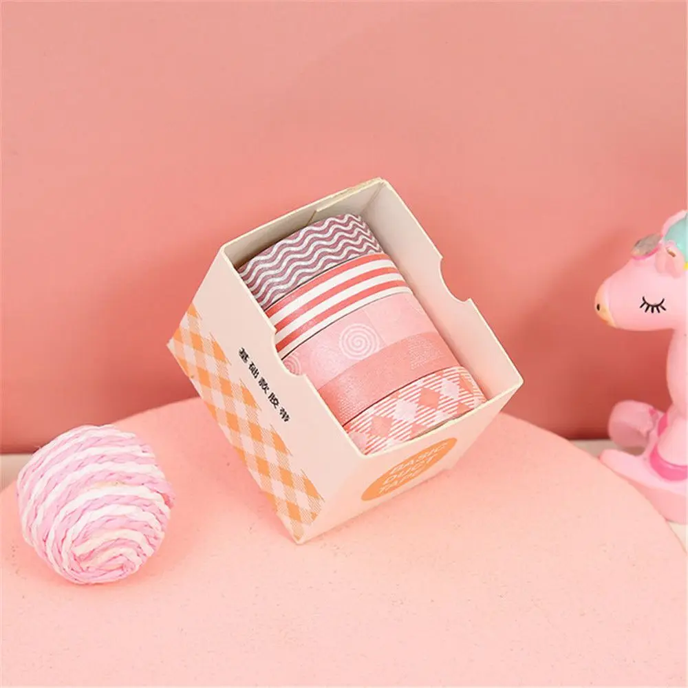 5Rolls/Box Cute Washi Tape Adhesive Masking Tape Scrapbooking Decorative Crafts Tape Set Stationery Office School Supplies 3