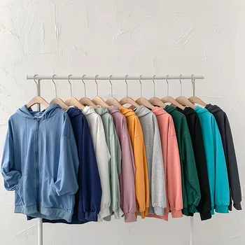 

Streetwear Solid Color Hooded Sweater 2020 Autumn New Women's Korean All-match Loose Long-Sleeved Coat Fashion sweatshirt