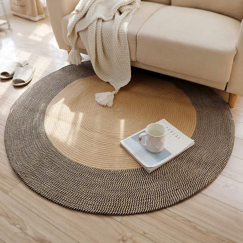 Japanese Round Knitting Carpet Large Area Rugs for Living Room Bedside Rug Water Absorbent Floor Mat Non-slip Door Mats Nordic