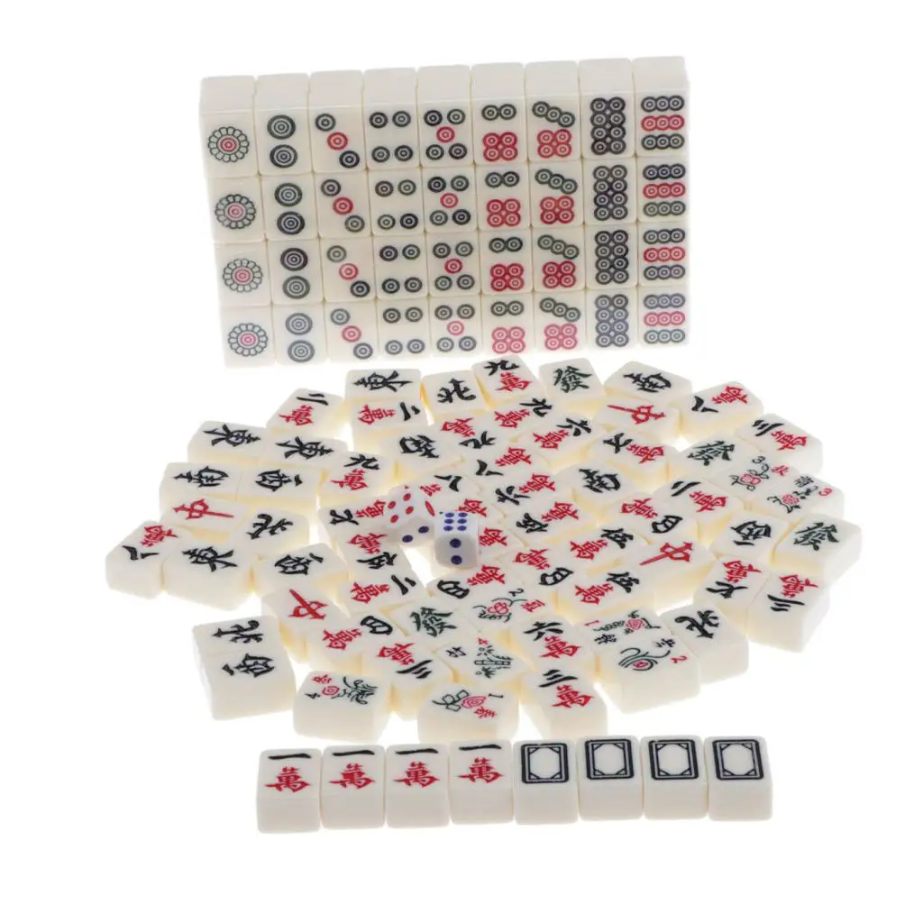 Portable Mini Mahjong Chinese Traditional Game Tiles 144 Set Travel Outdoor