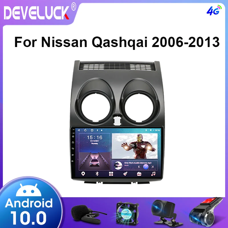 Android 10 0 для Nissan Qashqai 1 J10 2006-2014 автомобильная стереосистема Playe 6G + 128G 2 Din