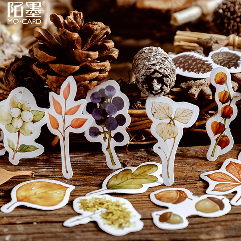 

46Pcs/pack Lovely Falling Leaves Creative Fresh Diary Handmade Adhesive Paper Sticker Scrapbooking Stationery Stationery
