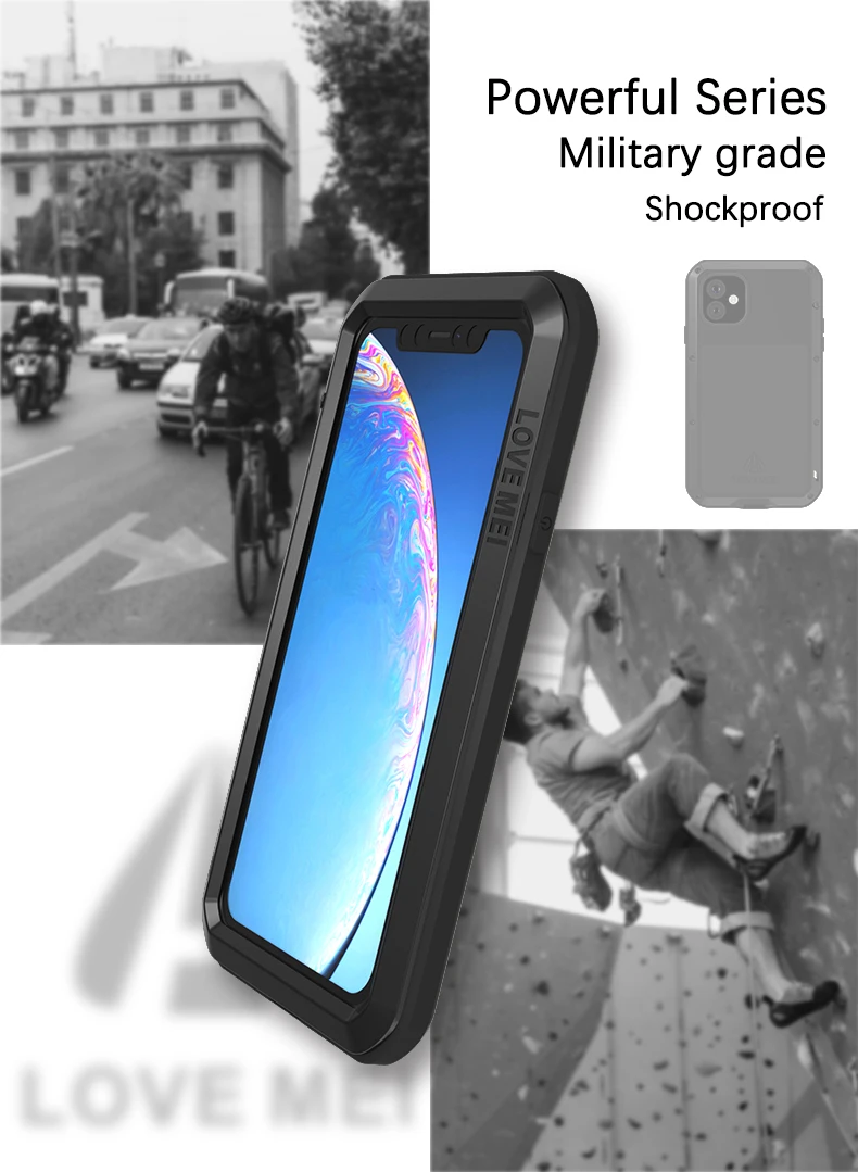 Мощный чехол Love Mei для Iphone 11 Pro Max, противоударный металлический алюминиевый чехол для Iphone11 Pro Max, водонепроницаемый чехол