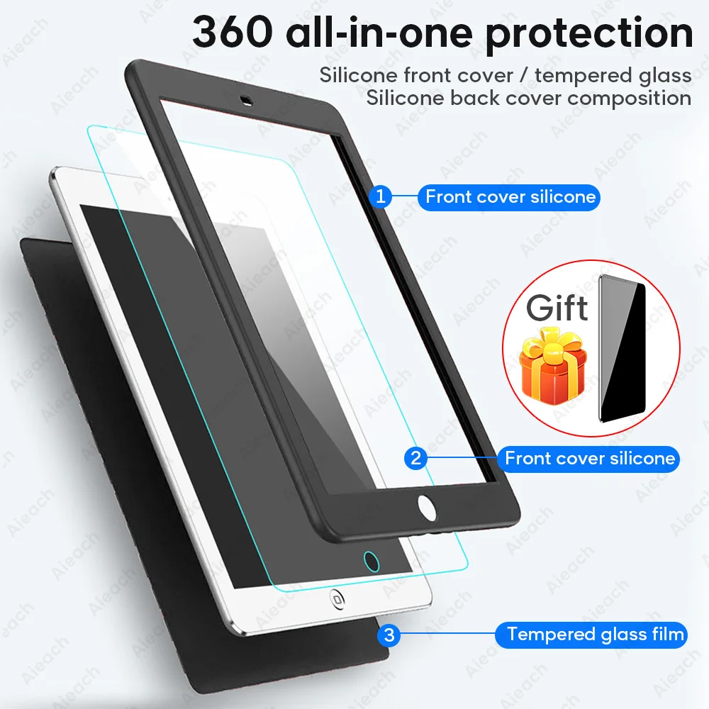 Чехол с полным покрытием 360 градусов для iPad Air 1 2 3 чехол защитной пленкой экрана