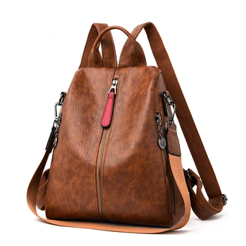 

Multifunction Anti-theft Women Backpack Female High Quality Soft Leather Book School Bags For Teenage Girls Sac A Dos