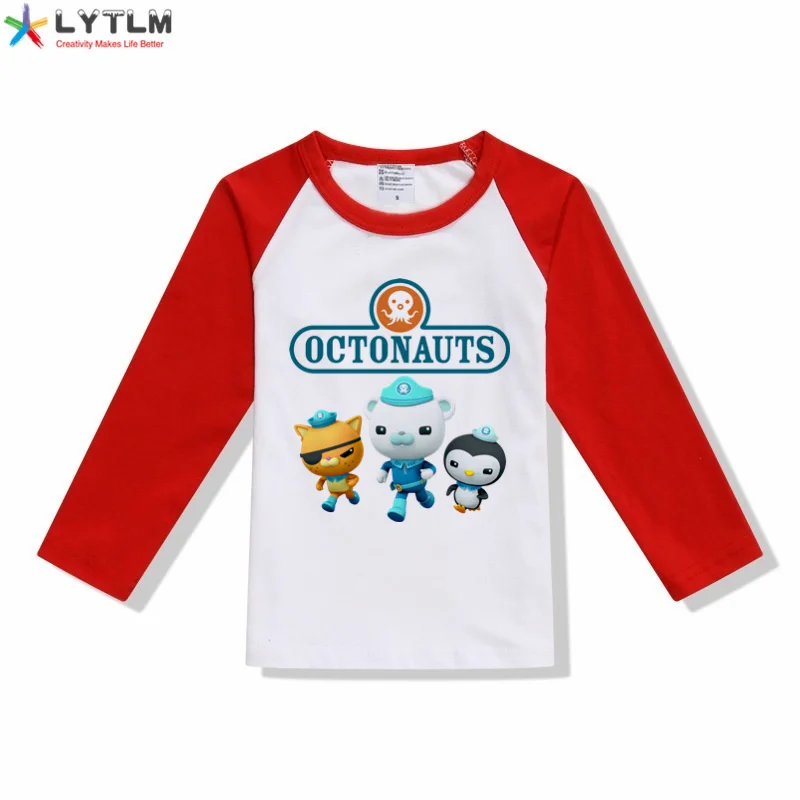 LYTLM Octonauts футболка для мальчиков футболки для девочек с героями мультфильма «Adventure Squad Goals» Футболки с супергероями для детей, Осенние футболки для мальчиков - Цвет: CX Raglan Red