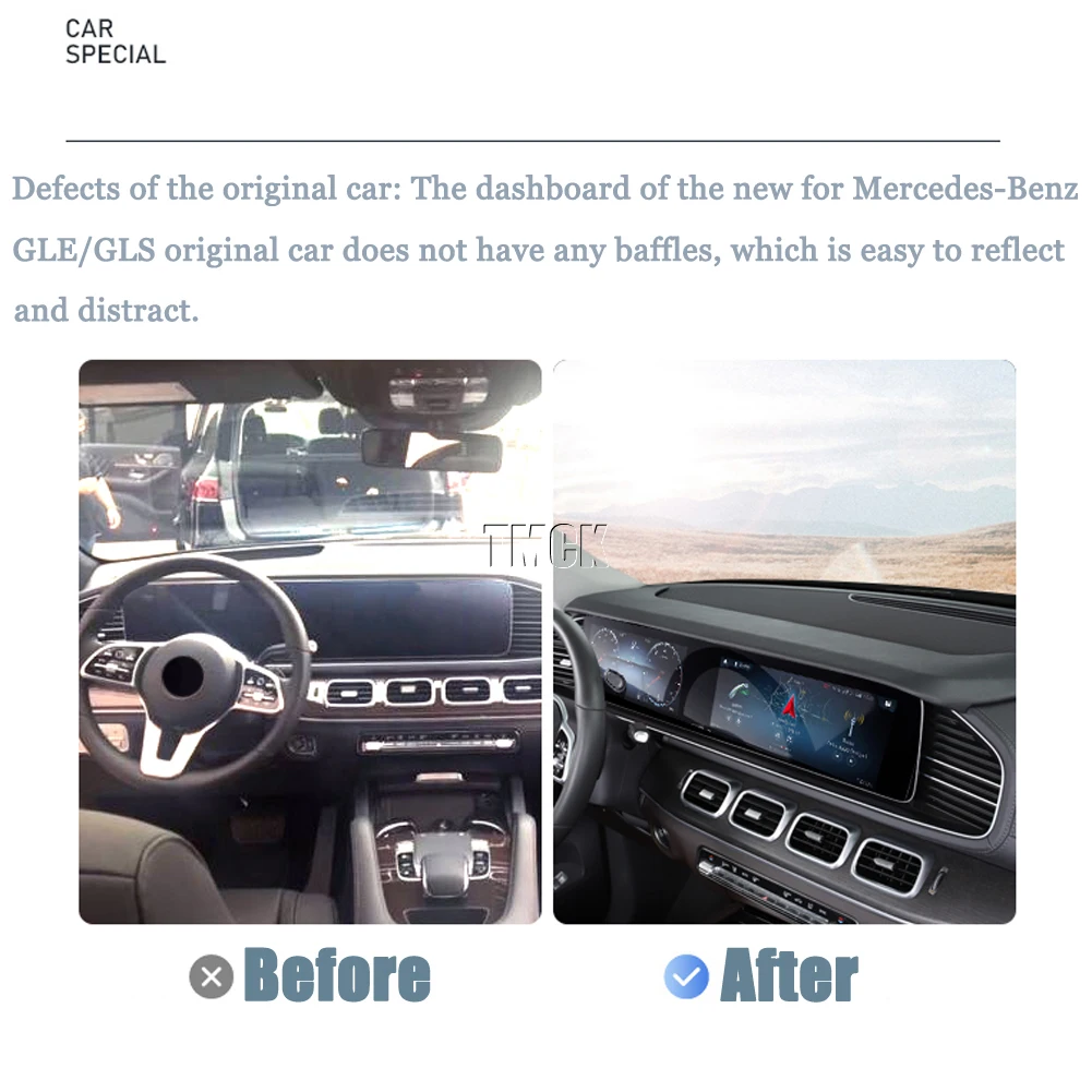 For Mercedes Benz GLE GLS Class W167 V167 X167 2020+ Car Accessories Dashboard Navigation Display Screen Shading Sun Shade Board