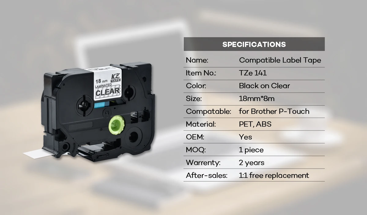 Description Picture 4 of item18mm Multicolor Laminated Label Tape label ribbon tze tape for Brother p-touch printers as Tze-241 tze241 tze 241 tze-241 tz241