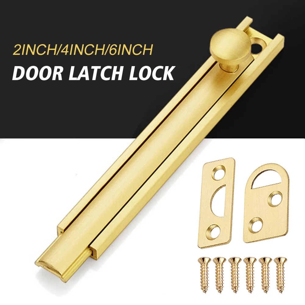 Concealed Bathroom Barn With Screws Brass Door Latch Lock Easy Install Slide Bolt Security Gate Home Windows Hardware Anti Theft |