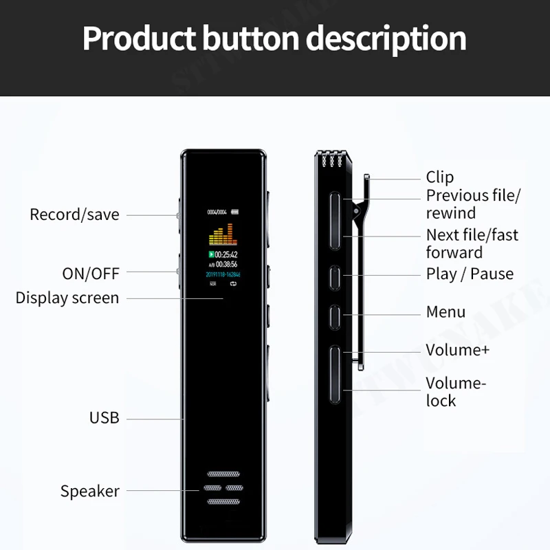 STTWUNAKE voice recorder sound dictaphone mini