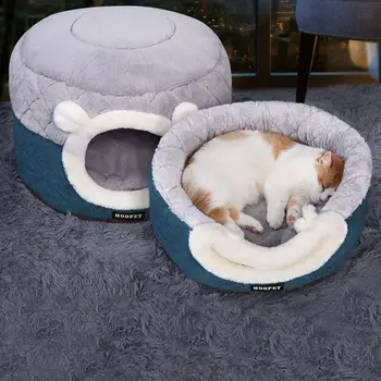 

Pet Cat Dog Warm Comfortable Universal Dual Use Cat Nest Round Detachable Washable Thicken Plush Warm Cozy Sleeping Bag