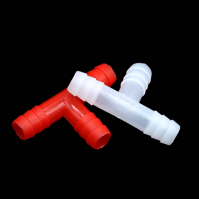 

8mm Tee connector Rabbit waterer Connecting pipe 10pcs Plastic Adapter chicken nipple drinker Farm equipment Watering Tube