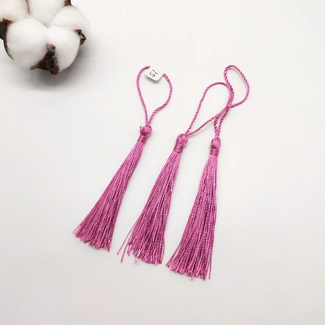 100Pcs 13cm Silky Tassels Bookmark Tassels Bulk Soft Craft Mini Tassels  with Loops for Jewelry Making DIY Accessories 40 Colors