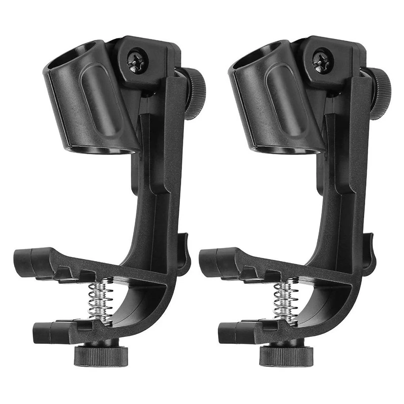 

2Pcs Adjustable Drum Microphone Clips Rim Snare Mount Clamp Holder Gear Studio