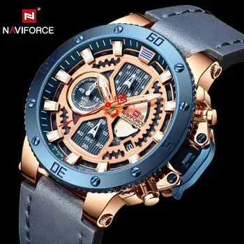 

NAVIFORCE Quartz Sports Watch Men Chronograph Calendar Blue Watches Mens Brand Luxury Waterproof Multifunction Analog Wristwatch