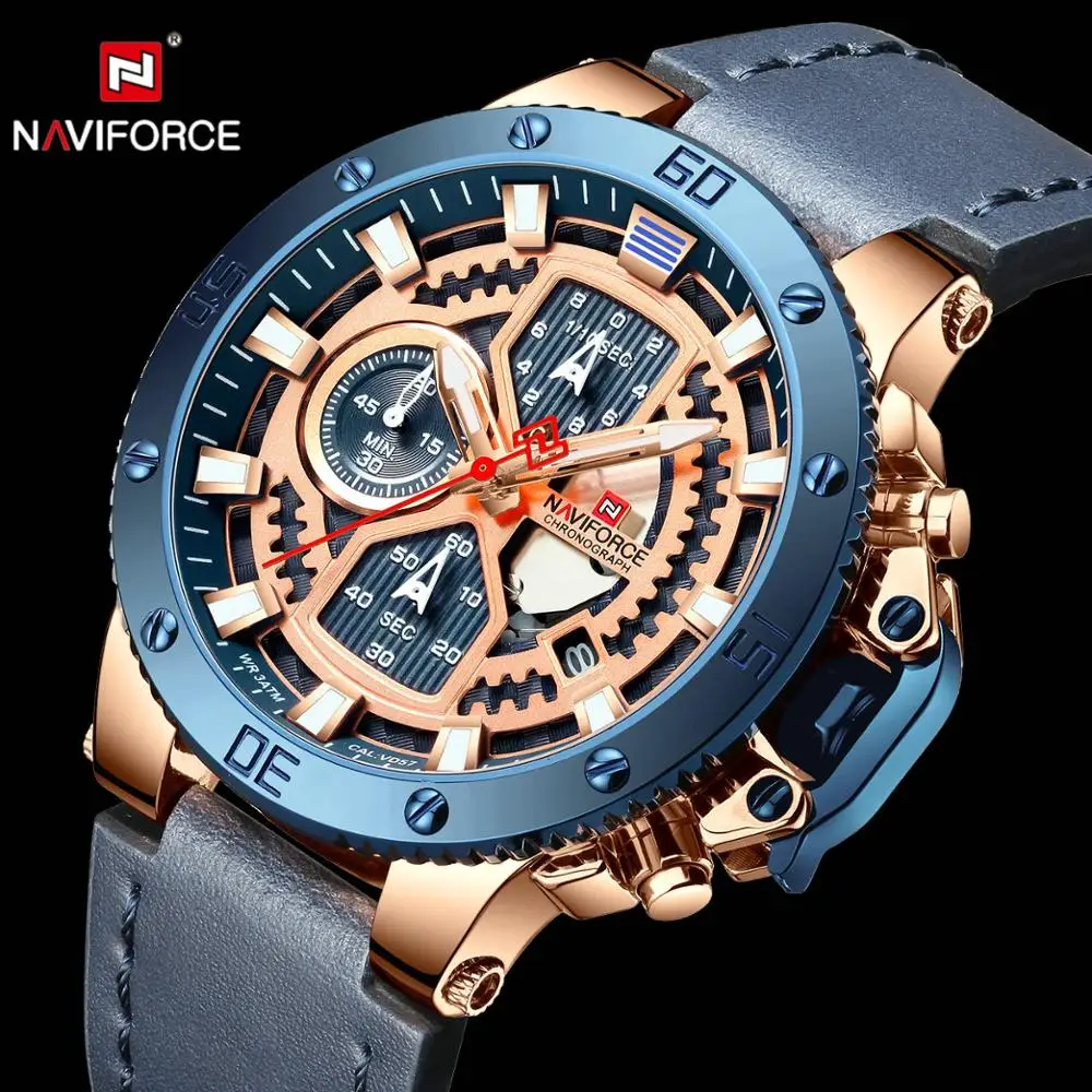 Часы наручные NAVIFORCE Мужские кварцевые с хронографом спортивные брендовые