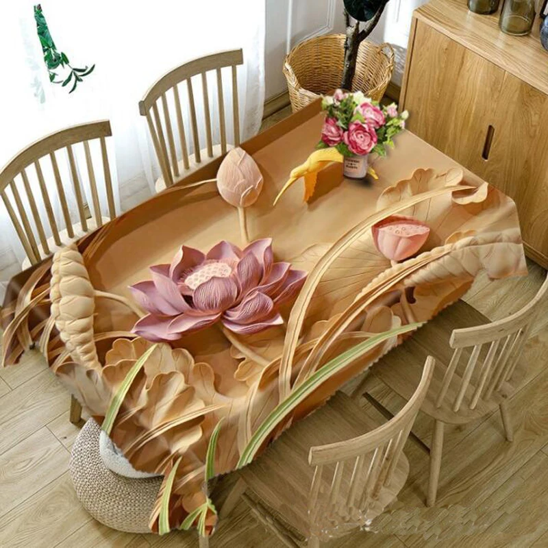  3D Nordic color stitching rose Tablecloth Creative Colorful Wallflower Pattern Washable Thicken Rec