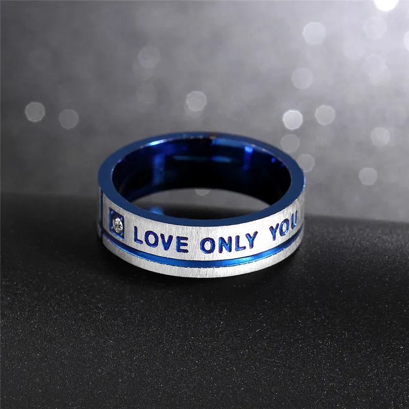 Уникальные кольца для пар Love Only You, 6 мм, голубое кольцо для женщин, инкрустация кристаллами, обручальные кольца, брендовые ювелирные изделия для помолвки