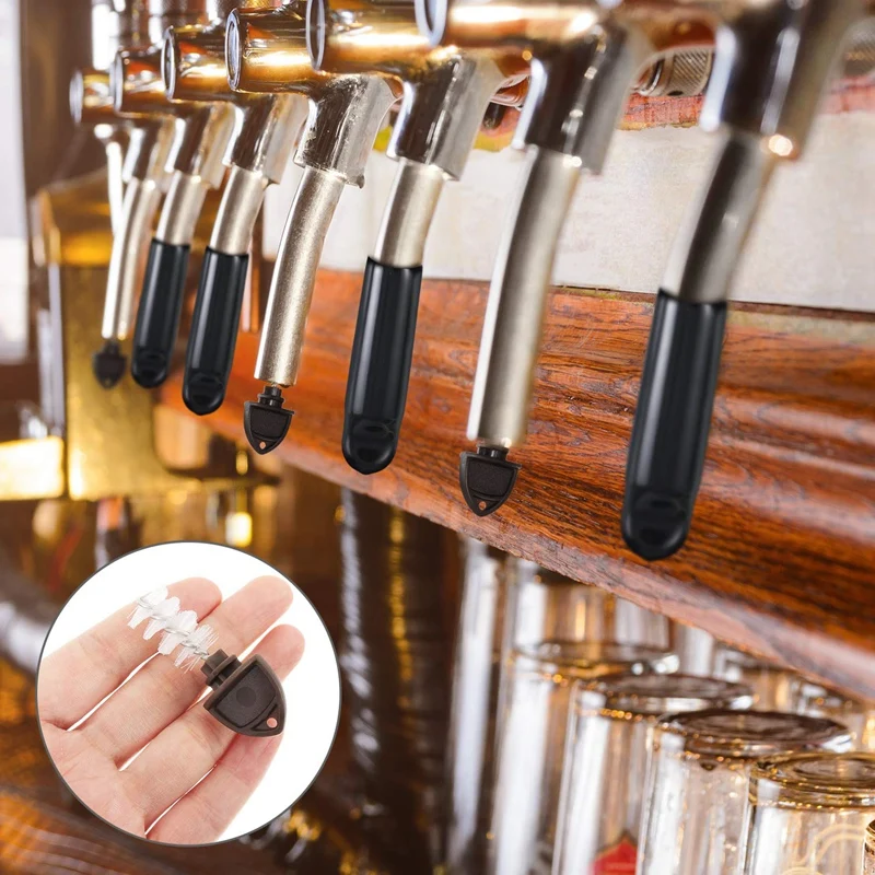 

10 Pieces Beer Tap Cover Rubber Tap Faucet Cap Rubber Tap Soother Sanitary Covers and 5 Pieces Tap Cleaning Brush Tap Plug Brush