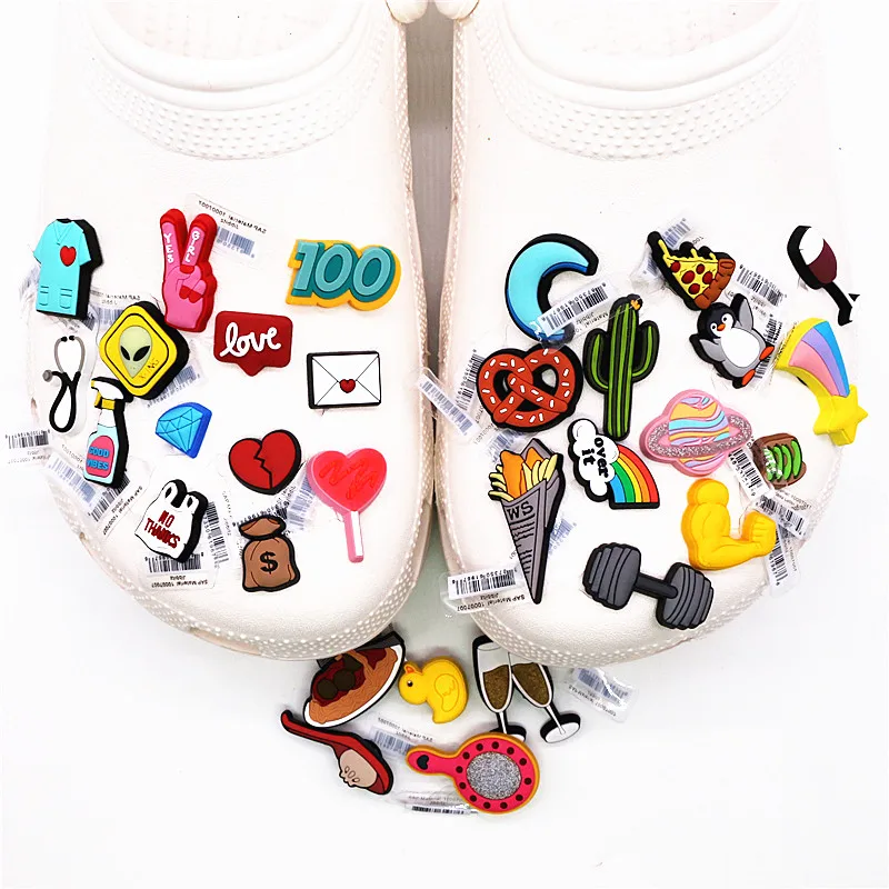 31 Kinds of Fitness Medical Food Shoe Charms Accessories Cute Animals PVC Shoe Decoration for Croc jibz Kids Party X-mas Gifts