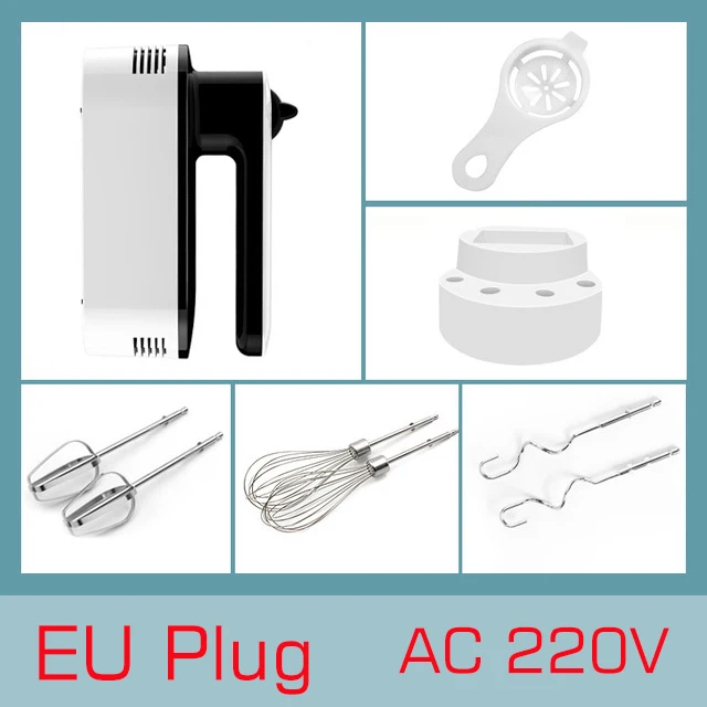 Frullatore portatile a spirale in acciaio inossidabile a 5 velocità, 220 V, per impastare alimenti da cucina, 6 teste, con fruste per uova, ganci per impastare_voghion.com