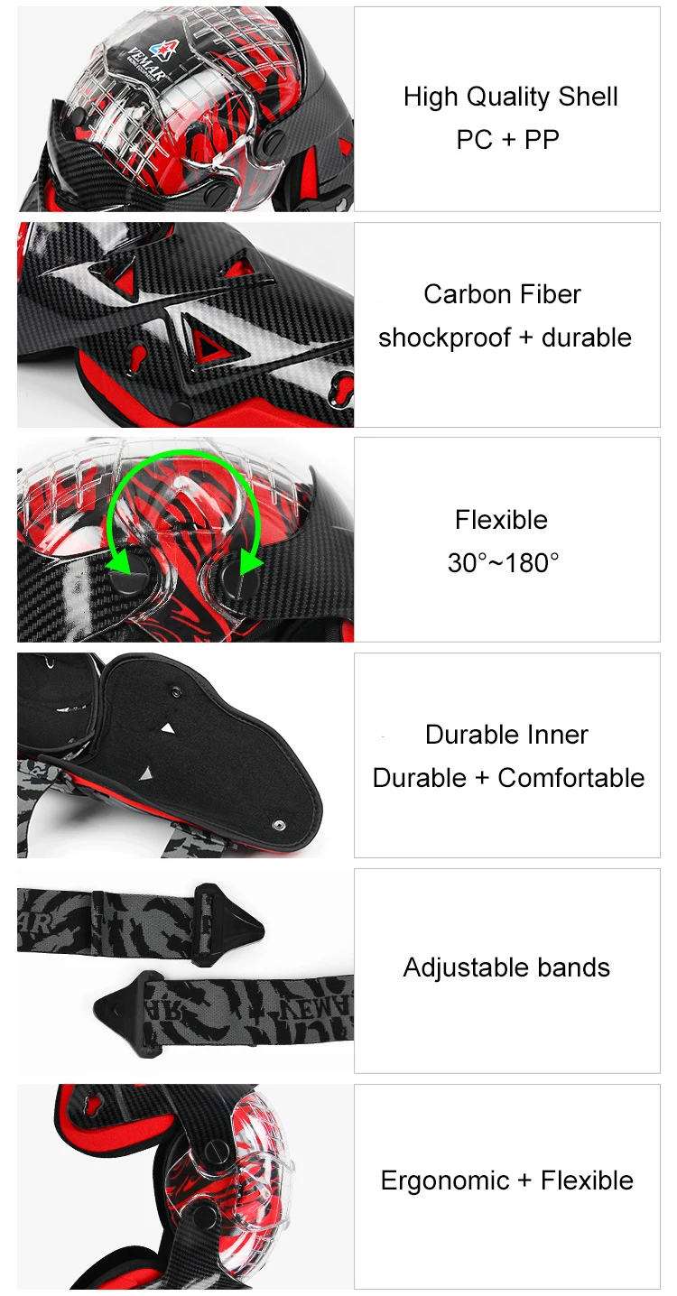 Carbon Fiber Motorcycle Knee Protector Durable Knee Guard Protective Knee Pads Rodilleras Motocross Joelheira for Riding Cycling