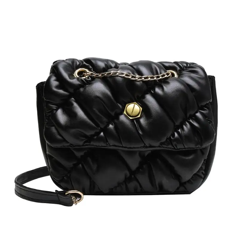 

Crossbody Female Bag Leather Soft Quilted Lattice Pattern Shoulder Messenger Satchel Fashionable Creative Women Ornament