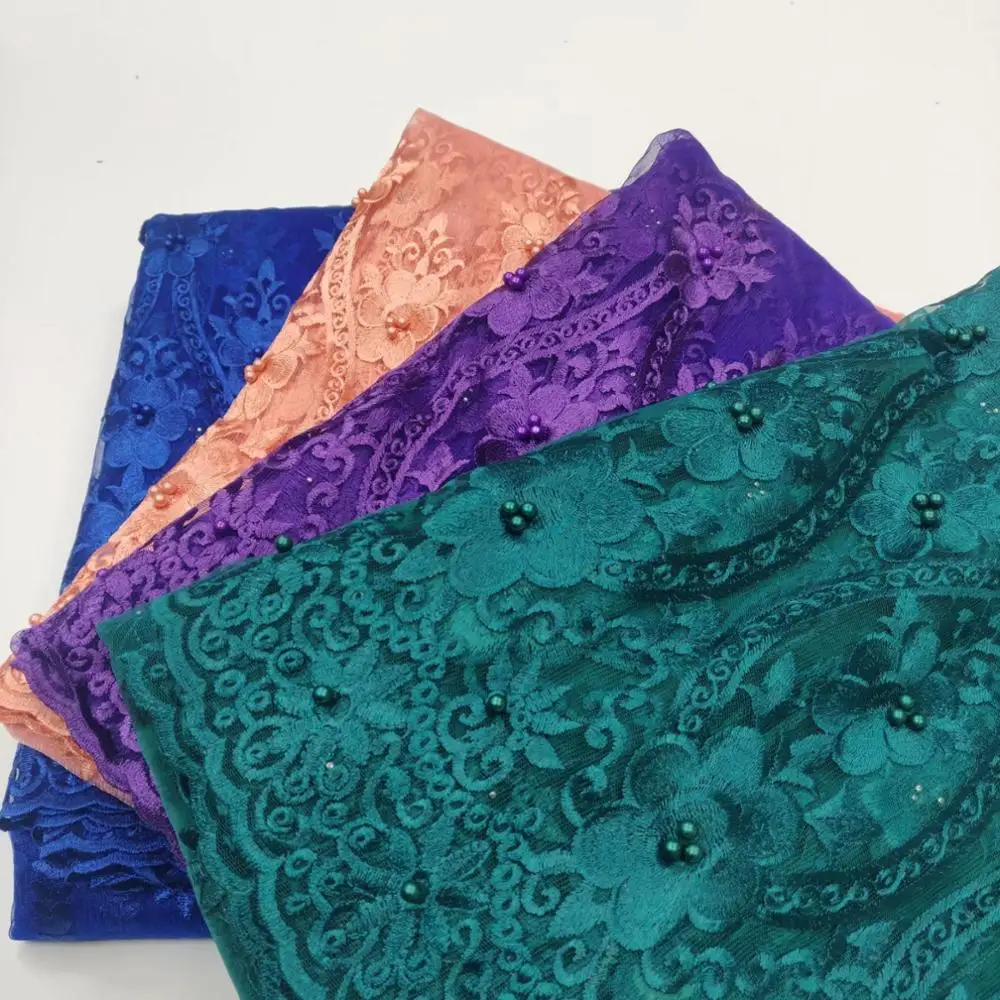 

African Lace Fabrics 2019 High Quality Lace Nigerian Tulle Lace Fabric Bride Milk Silk French Net Lace FabriWHB8-5 03