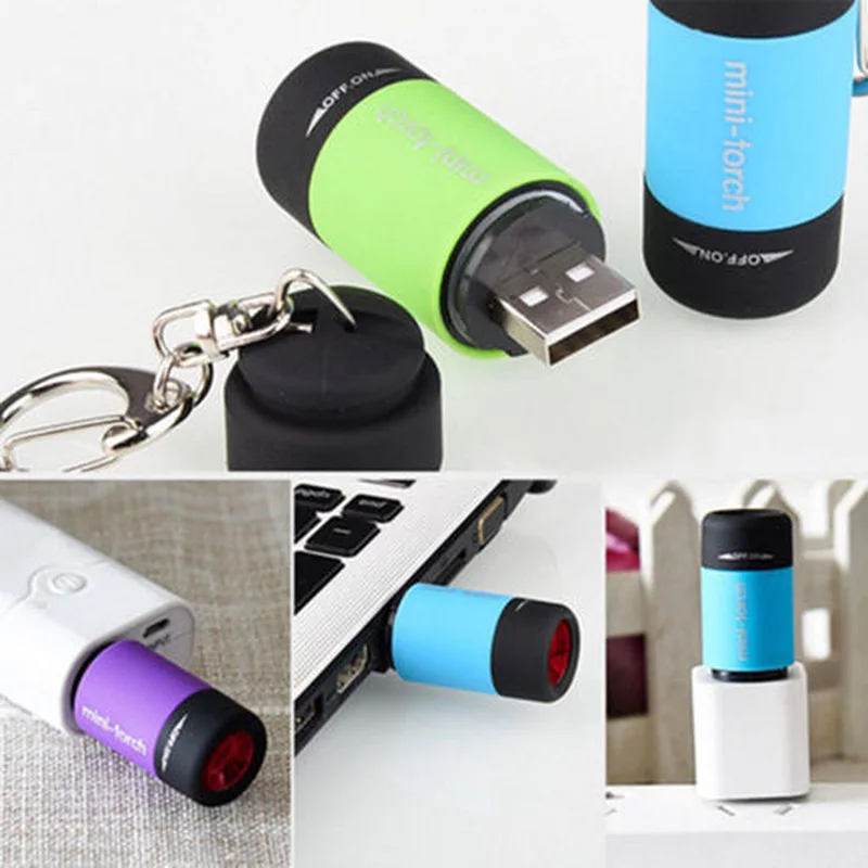 

Mini LED Keyring Flashlights Portable USB Rechargeable High-light Pocket Torch for Outdoor Valentine's Day Gift