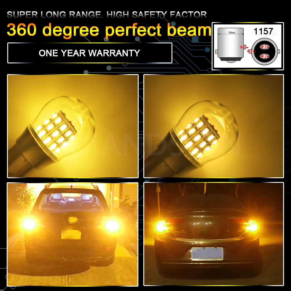 2Pcs 4W Auto 1157 BAY15D P21/5W BAZ15D P21/4W BA15D 3014SMD 39LED White Red Yellow 12V-24V Car Brake Stop Turn Tail signal Lamp