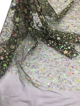 

embroiderd lace fabric Sophia-10.4302 with sequins beautiful Nigerian sequins lace fabric for party dress